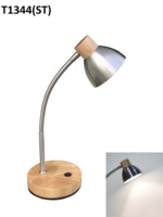 Lámpara de Escritorio Moderna Mini para Estudiar y Leer, Base de Madera, Pantalla de Metal, Alimentación CA, No Requiere Ensamblaje, Fábrica OEM ODM