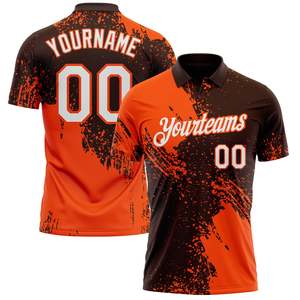 Custom Baseball Jersey Men's Short Sleeve Sublimated Print Quick Dry Polyester Team Name 00 <b>Orange</b> Black <b>Polo</b> Shirt - Product Image 1