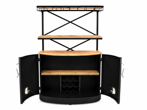 Vintage VW Style Bar Cabinet Wooden Wine Rack Metal Frame Beverage Storage for Hotel Living Room - Product Image 3