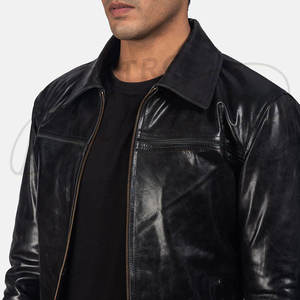Chaqueta de Motociclista de Cuero Genuino Negro Premium para Hombre - Corte Ajustado, Estilo Café Racer, Piel de Oveja Suave, con Cierres - Product Image 3