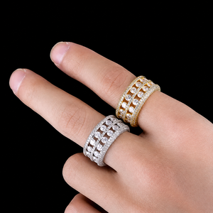Unique Brilliant Cut Moissanite Pave Setting Engagement Anniversary Full <b>Iced</b> Hip Hop Man's Women's Classic Sterling Silver Band - Product Image 6