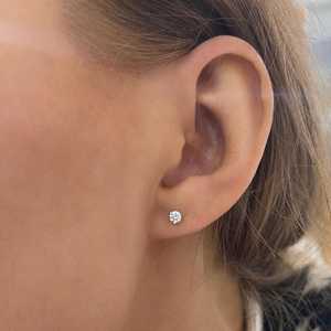 Lab Grown Diamond Stud <b>Earrings</b> 14k 18k Solid Gold 3mm Dainty Prong Set Push Back Brilliant Cut Everyday Wear Minimalist Tiny - Product Image 2