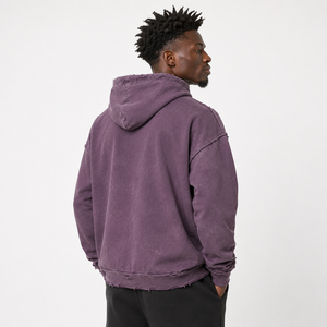 Sudadera con Capucha para Hombre, Lavada y Desgastada, con Textura Suave, Acabado Vintage y Corte Holgado para un Estilo Urbano Cómodo para el Día a Día - Product Image 2