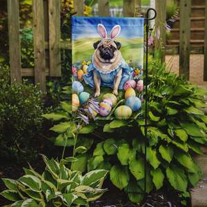 Multicolor Pug Easter Egg Hunt Garden Flag Buzón Decorativo Yard Banner para Patio Obra de arte para macizos de flores y césped - Product Image 2