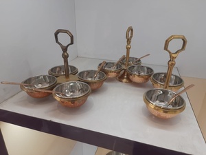 Luxury Hammered Brass <b>Serving</b> Bowls <b>Set</b> of 3 Kitchenware Stackable Brass Pots Decorative Tableware for Home Hotel Restaurant Use - Product Image 3