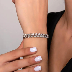 Pulsera de eslabones cubanos de moissanita, pulsera de cadena brillante con incrustaciones, joyería de lujo, regalo para mujer, pulsera de moda llamativa - Product Image 2