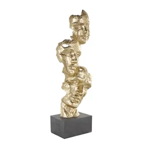 Figurine en résine plaquée or, visages humains abstraits, impression numérique, décoration artistique, objet de collection, accent d'intérieur moderne - Product Image 1