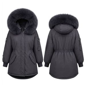 Custom Slate Grey High Low Puffer Coat Dip Hemline Zip Pocket Warm Polyfill Plush <b>Fur</b> Hood Neck Ribbed Cuffs Puffer Coats - Product Image 1