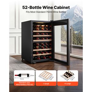 Enfriador de Vino de Doble Zona Independiente para 52 Botellas, Refrigerador con Temperatura Ajustable de 41-65F, Mini Bodega con Puerta de Vidrio - Product Image 2