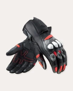 Gants de moto en cuir noir à doigts entiers avec accents rouges, antidérapants, respirants, pour la conduite en extérieur, unisexe, avec fermeture auto-agrippante - Product Image 3