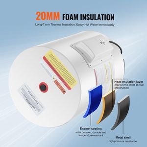 Chauffe-eau électrique instantané de 10 gallons, 1,6 kW, sans réservoir, avec affichage LED, commande par bouton, étanche IPX4 - Product Image 5