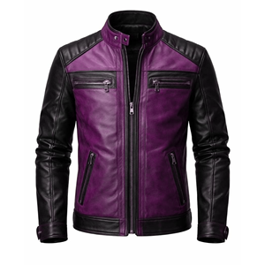 Veste en cuir véritable pour homme, style vintage, motard, zippée, hiver, décontractée, mode, vêtement d'extérieur - Product Image 5