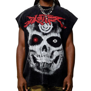 Camiseta sin mangas extragrande para hombre con estampado gráfico, estilo urbano, de algodón, tipo muscle tee, lavado vintage, moda urbana, marca privada, suministro OEM, EE. UU. - Product Image 1