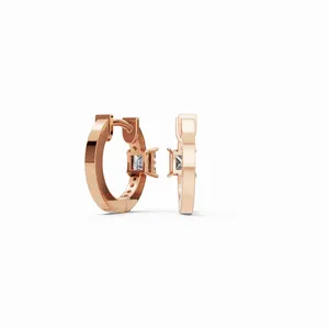 Pendientes de Diamantes con Diseño Elegante, Corte Princesa y Forma Redonda, para Boda y Compromiso, para Mujer - Product Image 3