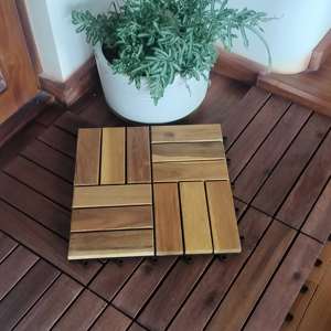 Baldosas de Madera de Acacia Modernas de 300x300mm, Impermeables y Antideslizantes para Terraza, Patio Trasero, Balcón, Jardín y Decoración de Piscinas - Product Image 6