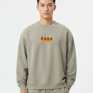 100% Cotton French Terry Heavy Weight Oversized Men's Sweatshirt Custom Logo Printed Crew Neck Long Sleeve Blank <b>Sweater</b> - Product Image 4