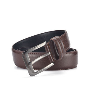 Ceinture Classique et Élégante pour Homme, Réglable, Boucle en Cuivre Noir, Motif Uni, Écologique, Vintage, Décontractée, Logo Personnalisé, Cuir de Vachette, 3,8 CM - Product Image 2