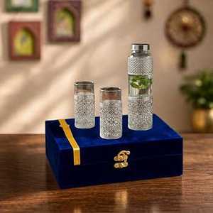 Bouteille d'eau en verre vintage personnalisée avec couvercle pour la consommation à la maison, au bureau et en extérieur - Product Image 1