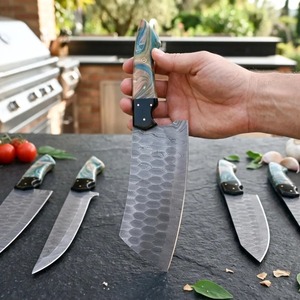 Custom Handmade Five-Piece Chef <b>Set</b> Ambidextrous Straight Edge <b>Sharp</b> Blades 33-Layer Damascus Steel 3.9in Durable Resin Handle - Product Image 3