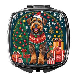Miroir de maquillage décoratif de Noël Airedale Terrier compact, cadeau de conception portable pliable pour femmes et filles - Product Image 1