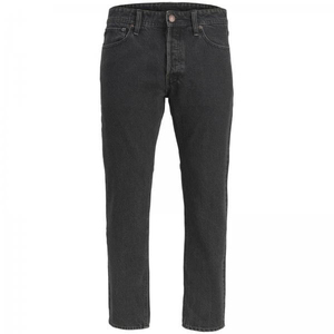 Jean droit noir tendance pour homme, grande taille, 5 poches, coupe ample, taille haute - Product Image 1