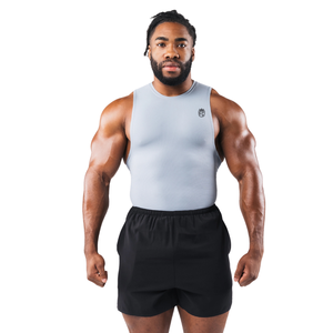 เสื้อกล้ามรัดรูปผู้ชาย แขนกุด ทรงเข้ารูป สำหรับออกกำลังกาย ฟิตเนส เล่นกีฬา ซับในชั้นใน สีเทา สปอร์ตแวร์ - Product Image 1