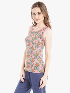 Camiseta sin mangas de algodón con estampado floral para mujer, cuello redondo, estilo casual, tejido transpirable, longitud regular - Product Image 4