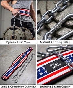Ceinture de musculation en néoprène de haute qualité pour exercices avec poids et tractions - Légère, réglable, antidérapante pour la salle de sport avec chaîne - Product Image 2