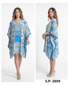 PU Chiffon Printed V-Neck Short Sleeve Casual Winter <b>Poncho</b> with Anti-static & Anti-Wrinkle Features - Product Image 4