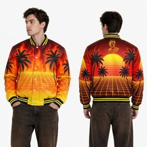 Chaqueta Bomber para Hombre, Estampado de Palmeras y Océano, Sublimación, Ropa de Verano Informal, Cuello Camisero, Corte Regular - Product Image 6