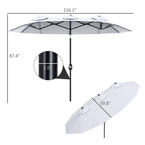 Ombrellone da Esterno Grande a Doppia Faccia con Raggio di 2,5m, 12 Stecche, con Manovella e Pulsante di Inclinazione, Ideale per Cortili, Giardini, Terrazze e Zone Piscina - Product Image 3