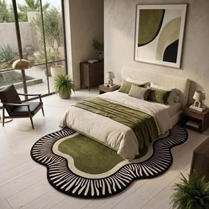 Modern Irregular Abstract Area Rug Green Black Cream Designer Carpet Soft Plush Living Room Bedroom Home Decor Style - Product Image 5