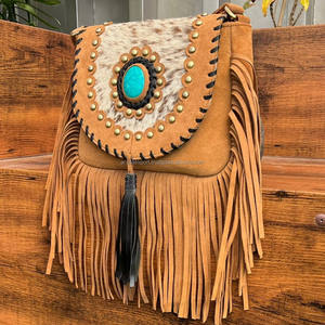 กระเป๋าหนังวัวแท้คุณภาพสูงสำหรับผู้หญิง กระเป๋าสะพายข้างขนาดใหญ่ หนังกลับแท้ แฟชั่นทันสมัย พร้อมพู่ห้อย - Product Image 3