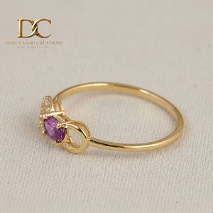 Bague de mariage en or jaune massif 14 carats de haute qualité, certifiée IGI, avec diamant de laboratoire et alexandrite, bijoux fins pour femmes - Product Image 3