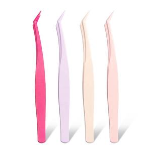 Pince à cils personnalisée avec logo, en acier inoxydable arc-en-ciel, à pointe incurvée de précision, outils d'extension de fibres - Product Image 1