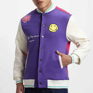 เสื้อแจ็คเก็ตวาร์ซิตี้สีม่วงสำหรับผู้ชาย ดีไซน์ลายการ์ตูน สตรีทแวร์ ทรงปกติ ปกคอพับ ติดกระดุมแถวเดียว เหมาะสำหรับใส่ในฤดูใบไม้ร่วง - Product Image 2