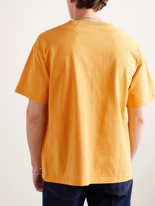 Camiseta de Algodón Suave Color Naranja Claro para Hombre, Transpirable, con Bolsillo, Estilo Casual para Uso Diario, Venta al Por Mayor - Product Image 3