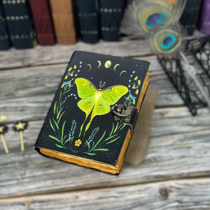 Journal en cuir véritable fait main avec motif papillon vert, cadran à cadenas vintage, carnet rechargeable, carnet de voyage, carnet de croquis - Product Image 2