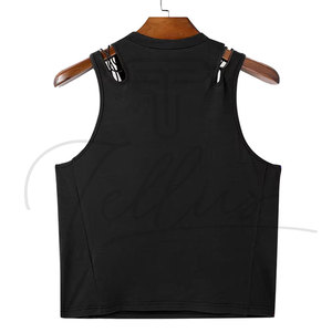 Camiseta sin Mangas de Punto Transpirable para Hombre, Talla Grande, Cuello Redondo, Informal, con Spandex/Poliéster, Estampado Digital Sólido, Cómoda - Product Image 5