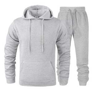 Survêtement unisexe crème avec capuche et pantalon à cordon de serrage, décontracté, manches longues, couleur unie, pour l'automne - Product Image 4