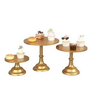 Soporte Redondo de 3 Niveles para Pastel Dorado, Base de Metal, Exhibidor de Postres, Platos Rectangulares, Soporte para Cupcakes, Decoración Elegante para Bodas y Fiestas - Product Image 4
