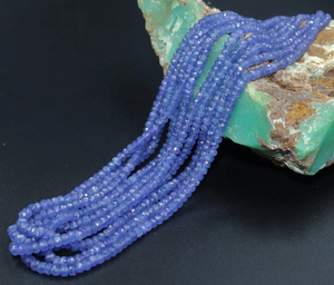 Perle rondelle à facettes en tanzanite naturelle 100% 3-5mm pour la fabrication de bijoux pierres précieuses en vrac - Product Image 1