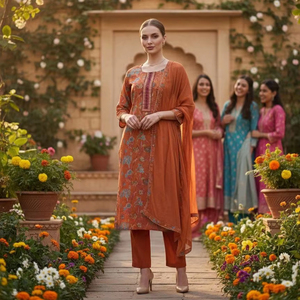 Tenue indienne ethnique prête à porter, décontractée pour tous les jours, 3 pièces en rayonne Salwar Kameez - Product Image 1