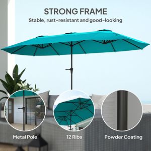 13 Ft. Navy Blue Garden <b>Umbrella</b> Extra <b>Large</b> 3m Radii Patio <b>Umbrella</b> with Easy Crank Handle and UPF30+ Vents Made of Polyester - Product Image 6