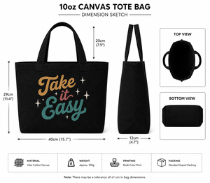 Sac fourre-tout en toile imprimée écologique Take It Easy avec fermeture personnalisée pour les voyages et le shopping, toutes saisons, sac pour femmes - Product Image 2