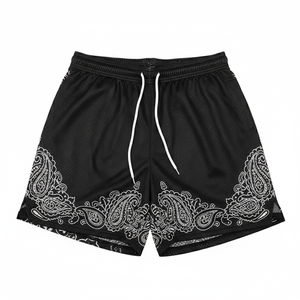 กางเกงขาสั้นตาข่ายพิมพ์ลาย OEM ออกแบบเอง พิมพ์ลายตามสั่ง กางเกงขาสั้นลำลอง กางเกงบาสเก็ตบอลชาย กางเกงขาสั้นตาข่ายระบายอากาศ - Product Image 6