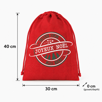 Pochette de Noël en jute teintée rouge avec cordon de serrage 30x40cm Réutilisable Écologique Impression personnalisée Vente en gros Marque privée OEM En vrac Festif B2B