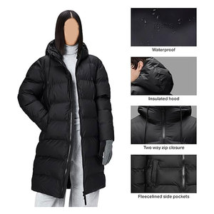 Puffer <b>Jacket</b> Waterproof Winter Coat Insulated Hood Lightweight Fleece Pockets Warm for Cold Weather Casual Outdoor Layered - Product Image 4