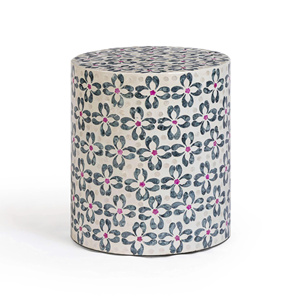 Elegant MOP <b>Stool</b> Stylish Accent <b>Stool</b> For Living Room Handmade Mother Of Pearl <b>Stool</b> For Home Decor - Product Image 1