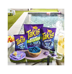 Takiss Blue Heat Rolled Tortilla Chips Per 28g Serving 150 Calories 8g Fat 16g Carbs Zero Sugar For Spicy <b>Snacks</b> - Product Image 2